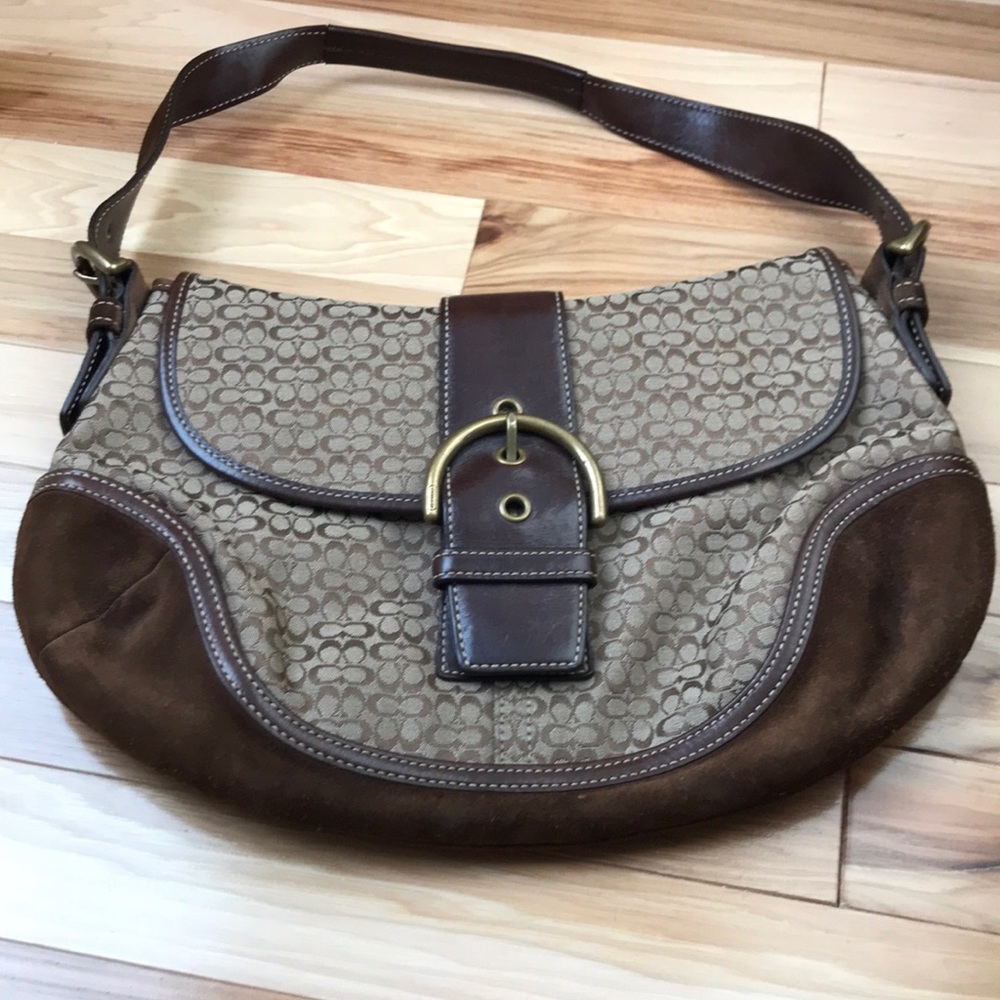 Coach brown leather/suede shoulder bag
